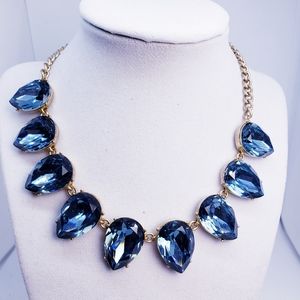 J Crew Blue Crystal Teardrop Necklace Blue Ice